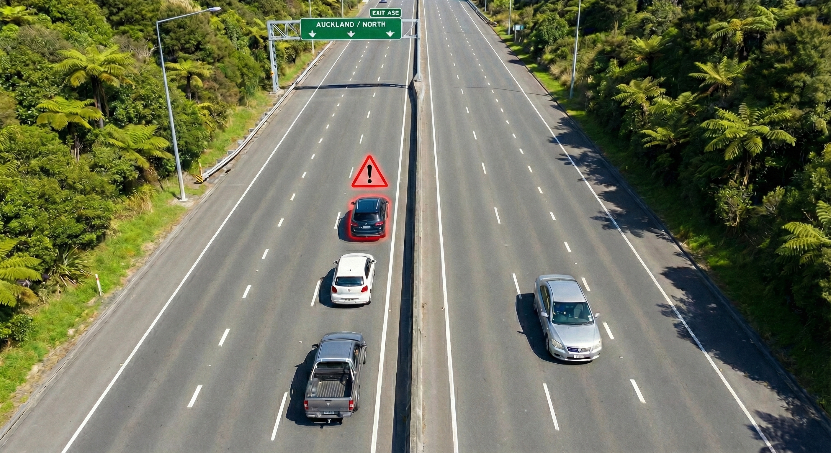 Motorway lanes showing keep left rule