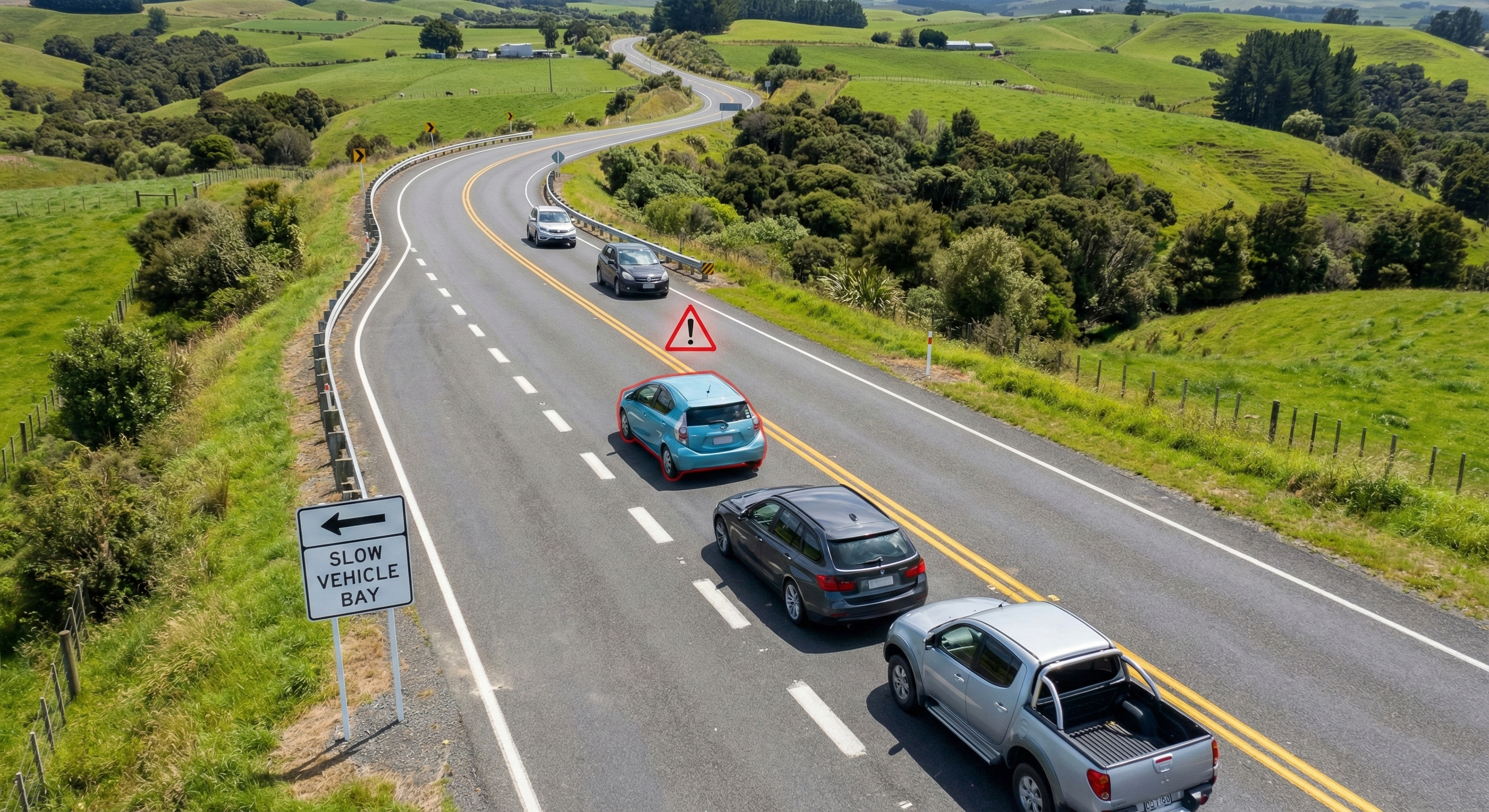 Slow vehicle bay sign