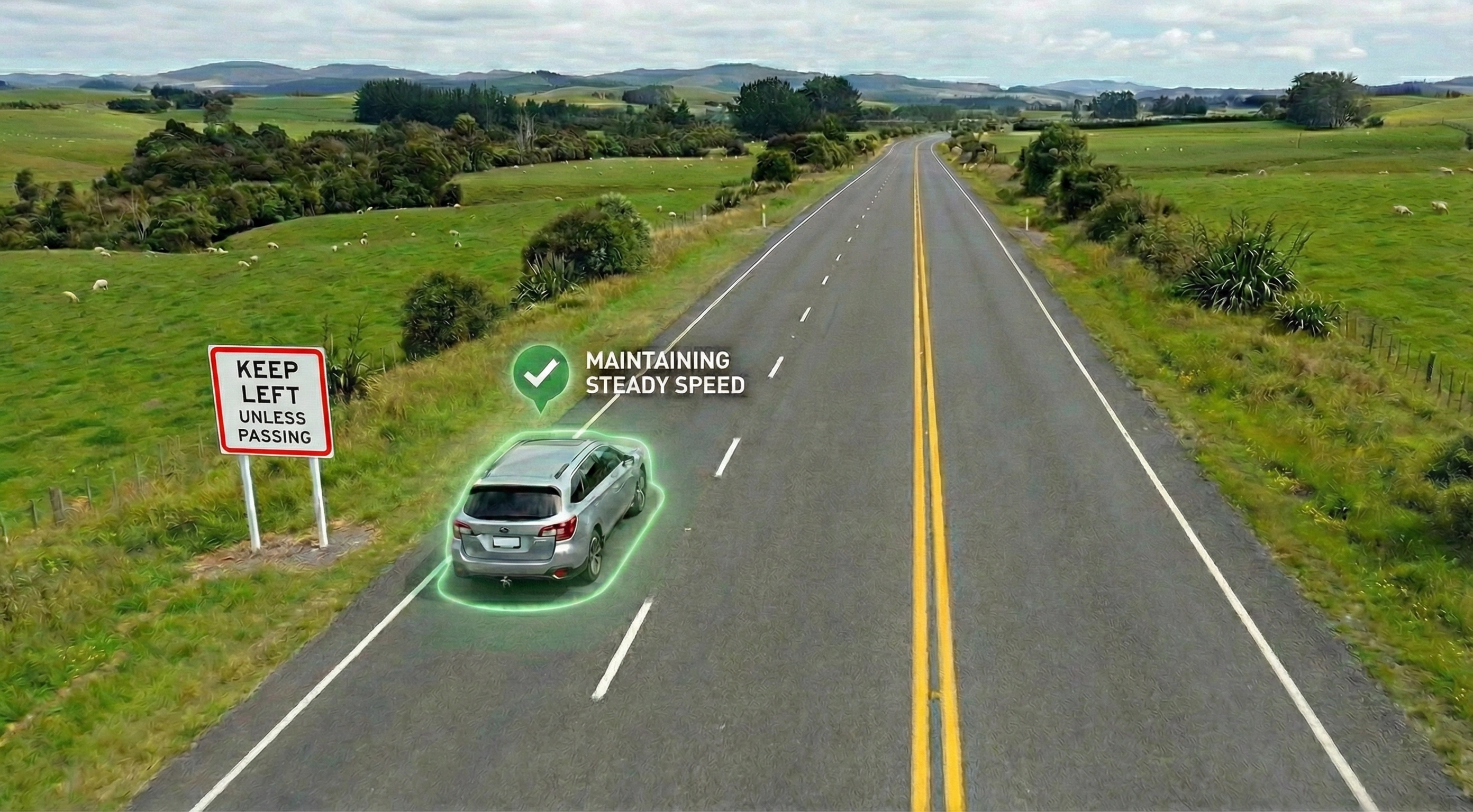 Car maintaining speed in passing lane