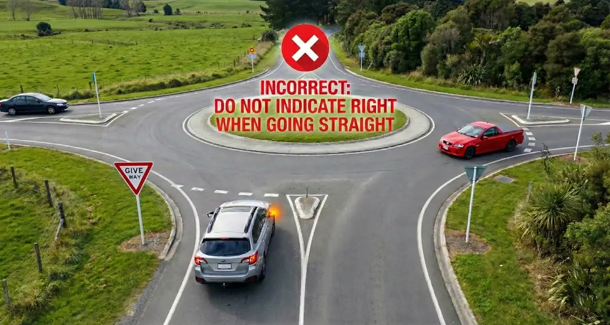 Car going straight at roundabout not indicating right